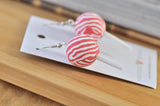 Peppermint Swirl Lollipop Candy Novelty Fun Drop Dangle Earrings