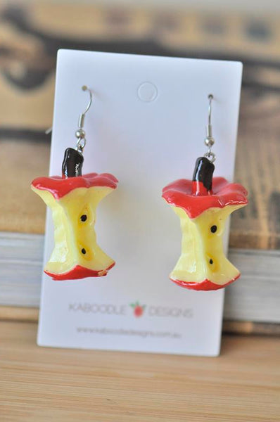 Resin Apple Core Drop Dangle Earrings