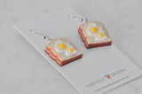 Novelty Egg Sandwich Toast Bread Breakfast Drop Dangle Earrings