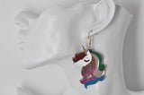 Acrylic Rainbow Unicorn Glitter Drop Dangle Earrings