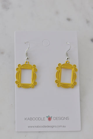 Friends Monica Rachel New York Apartment Door Picture Frame Novelty Fun Drop Dangle Earrings