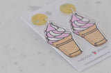 Acrylic Sundae Ice Cream Cone Drop Dangle Earrings