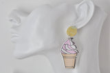 Acrylic Sundae Ice Cream Cone Drop Dangle Earrings