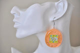 Acrylic Perspex Nostalgic Retro Tamagotchi Drop Earrings - Orange