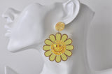 Acrylic Sunflower Glitter Star Shaker Drop Dangle Earrings