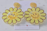 Acrylic Sunflower Glitter Star Shaker Drop Dangle Earrings