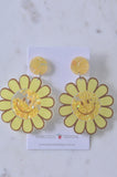 Acrylic Sunflower Glitter Star Shaker Drop Dangle Earrings