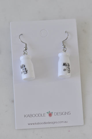 Novelty Retro Milk Bottle Drink Drop Dangle Earrings