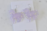 Resin Rainbow Glitter Unicorn Dangle Drop Earrings - Pastel Purple