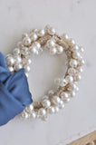 Bohemian Scrunchie Faux Pearl Hair Tie - Royal Blue