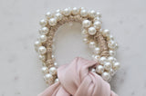 Bohemian Scrunchie Faux Pearl Hair Tie - Pink