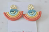 Clay Geometric Shapes and Patterns Rainbow Drop Dangle Earrings