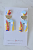 Clay Geometric Shapes and Patterns Rainbow Horseshoe Drop Dangle Earrings