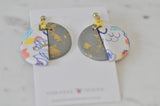 Clay Geometric Shapes and Patterns Gold Foil Drop Dangle Earrings