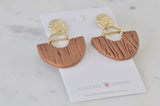 Clay Geometric Shapes and Patterns Drop Dangle Earrings - Cinnamon