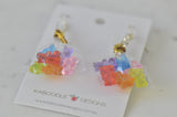 Novelty 3D Candy Lolly Gummy bear in a Bag Dangle Drop Earrings - Lime Green