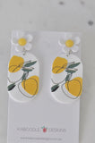 Geometric Daisy Flower Mustard Fruit Statement Drop Dangle Earrings