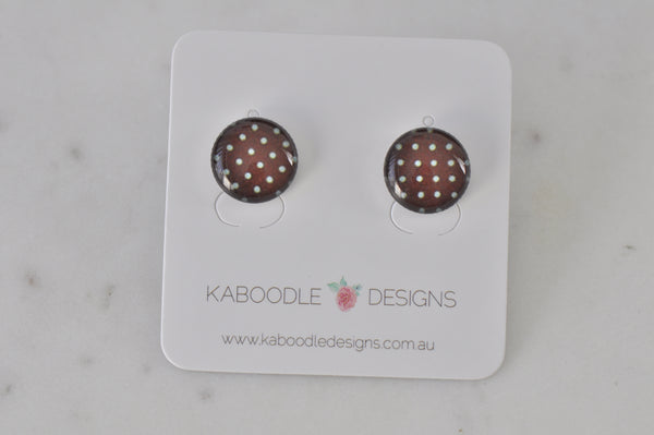 Handmade Artwork Stud Earrings - Polkadot