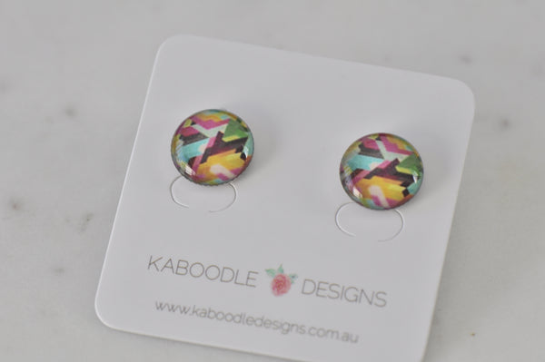 Handmade Artwork Stud Earrings - Geometric Shapes