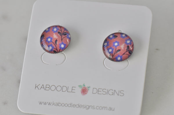 Handmade Artwork Stud Earrings - Flowers