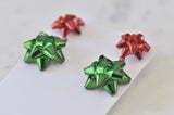 Christmas Green and Red Present Gift Ribbon Novelty Fun Drop Dangle Earrings
