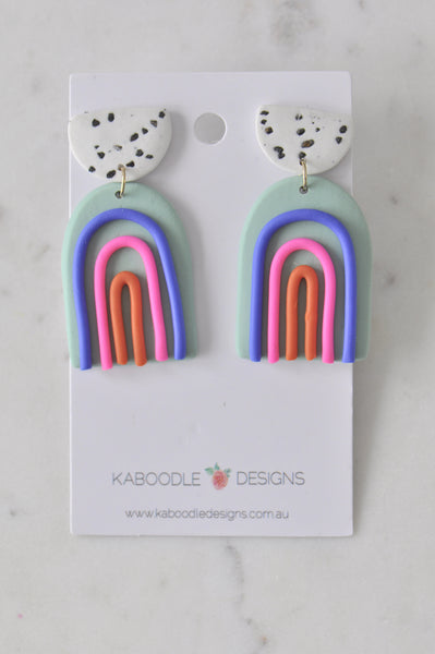 Clay Rainbow Drop Dangle Earrings