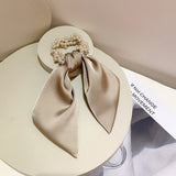 Bohemian Scrunchie Faux Pearl Hair Tie - Beige